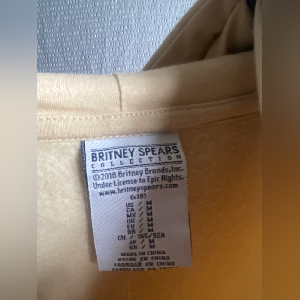 NWT Tan Forever 21 Britney Spears Hoodie! Graphic Crop Style Sweatshirt - Picture 2 of 7